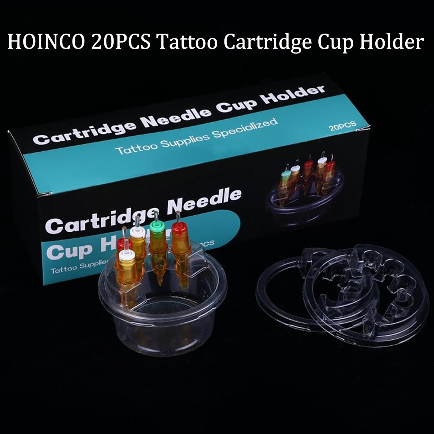 HOINCO 20PCS Disposable Tattoo Cartridge Cup Holder,Tattoo One Piece Needle Placement Rack Disposable Plastic Cup Working Cup Cleaning Cup image number 1