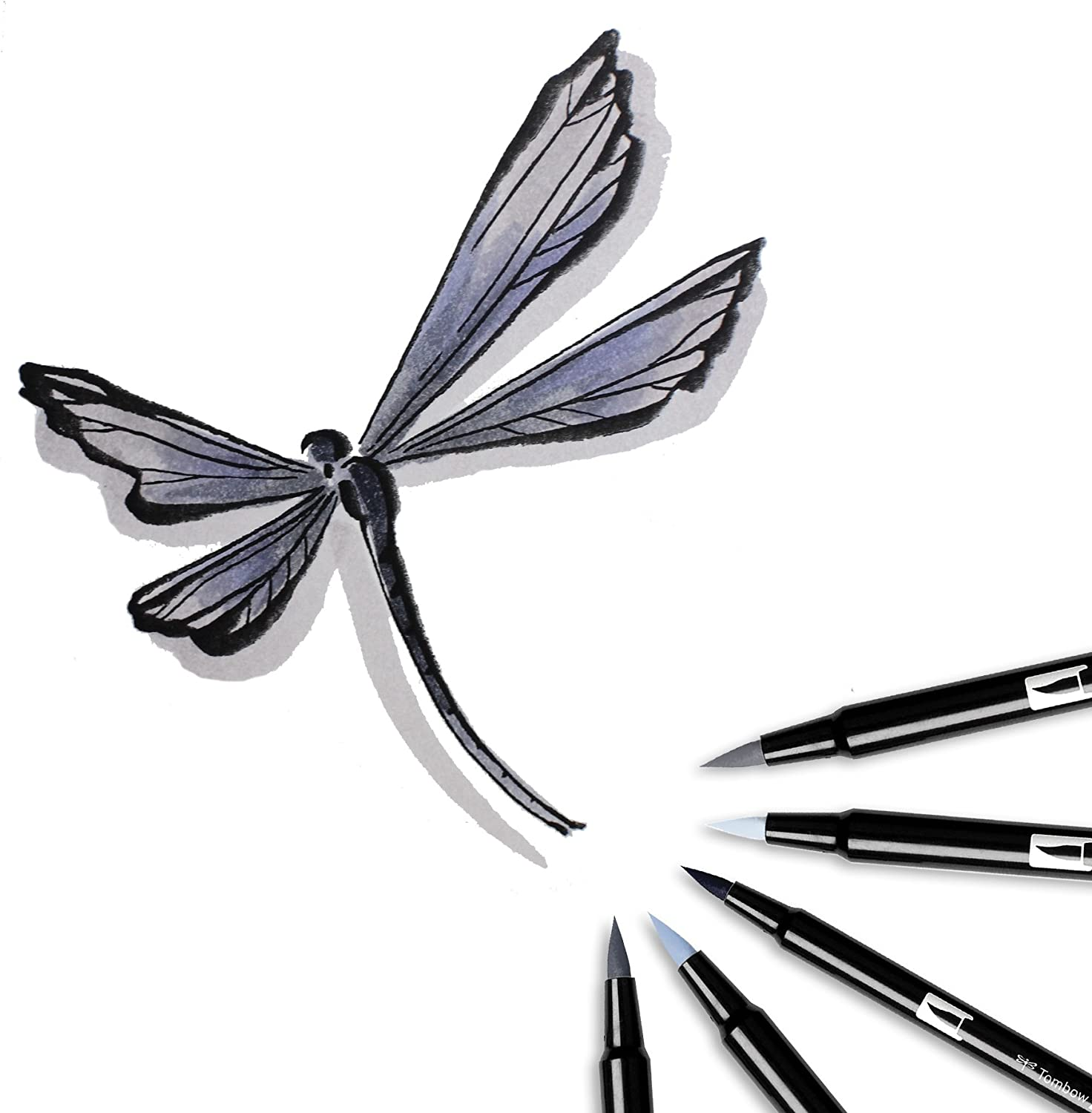 Tombow Dual Brush Pen Art Markers, Grayscale, 6-Pack, DBP6-56166