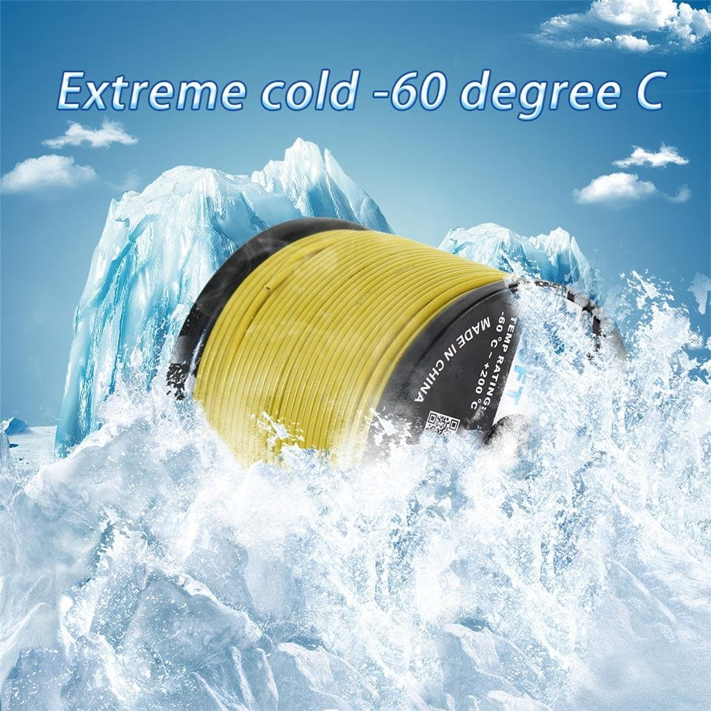 BNTECHGO 18 Gauge Silicone Wire Spool Yellow 250 Feet Ultra Flexible High Temp 200 Deg C 600V 18AWG Silicone Rubber Wire 150 Strands of Tinned Copper Wire Stranded Wire for Model Low Impedance image number 5