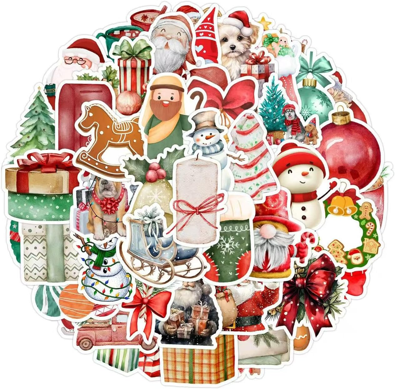 50 PCS Christmas Stickers for Kids, Christmas Party Favors Stocking Stuffers Vinyl Water Bottles Stickers Crafts Gifts for Classroom Students Holiday Sticker for Kids Teens Adults - 100 A image number 4