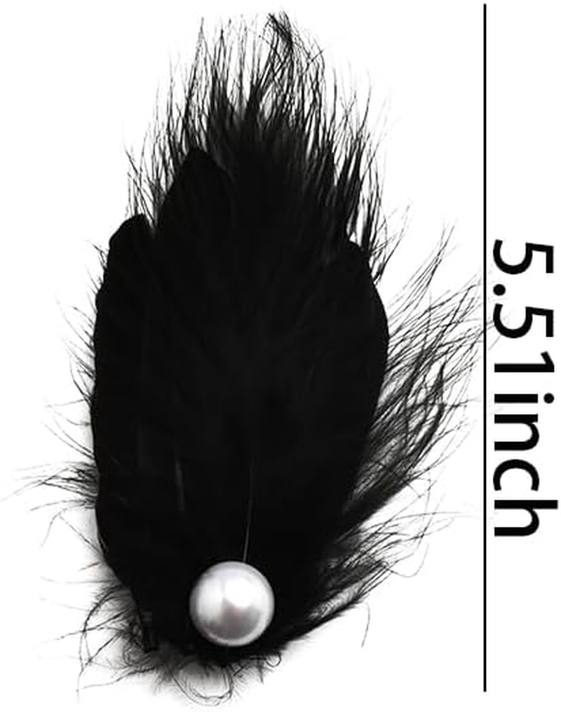 Halloween Party Hair Clips for Women Prom Feather Hair Clip Accessories for Girls Side Pearl Hair Barrette Elegant Sexy Hair Decorations Black Performance Cosplay Hair Clip Women Halloween Hair Outfit