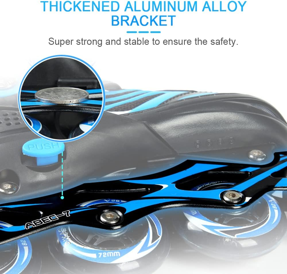 Adjustable Illuminating Inline Skates with Light up Wheels for Kids and Youth Girls Boys Inline Skates Blue L image number 6