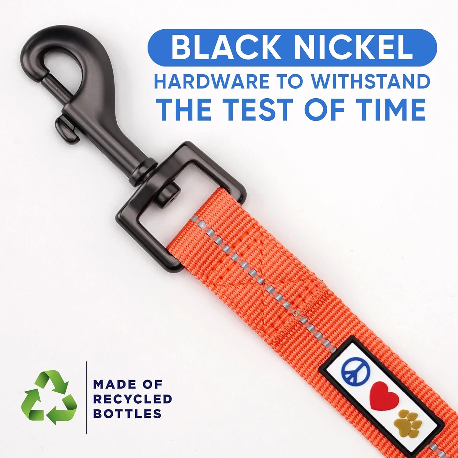 Pawtitas 6 FT Recycled Dog Leash with Reflective Stitched Thread Stitched on Side| Medium Reflective Dog Leash Made from Plastic Bottles Collected from Oceans &ndash; Coral 6 Ft Dog Leash image number 1