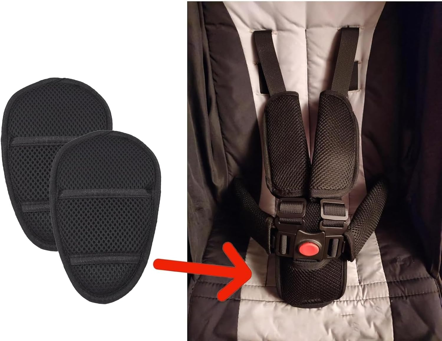 2 Pack Baby Stroller Seatbelt Crotch Cushion Car Seat Belt Strap Covers for Baby Stroller Universal Pram Belt Pads for Baby Car Seat Pushchair Seat Belt Crotch Covers for Baby (Black) image number 5