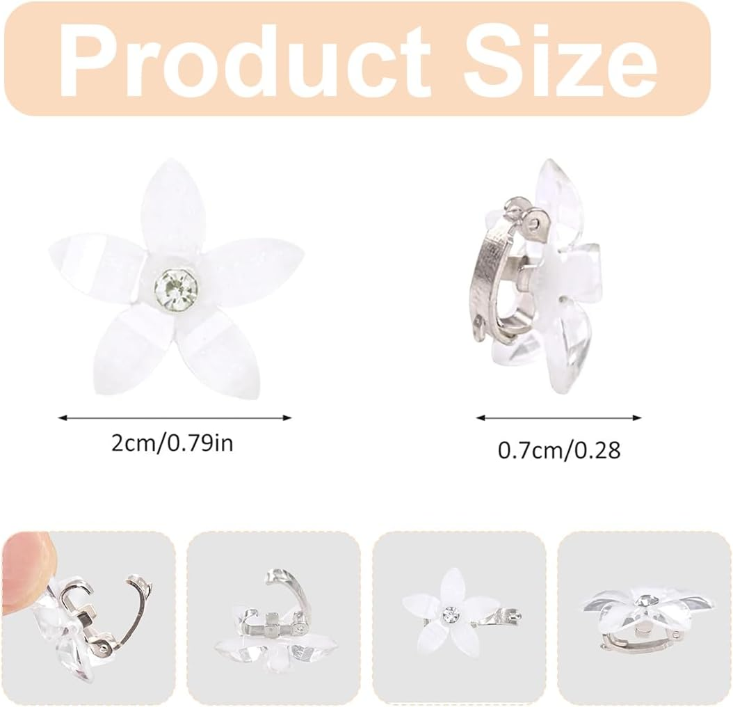 WUSJCOF White Flower Hair Clips Pack of 10 - Hair Accessories Wedding & Communion for Girls, Mini Hair Clips with Rhinestones, Decorative Hair Clip for Bridal Hairstyles image number 5