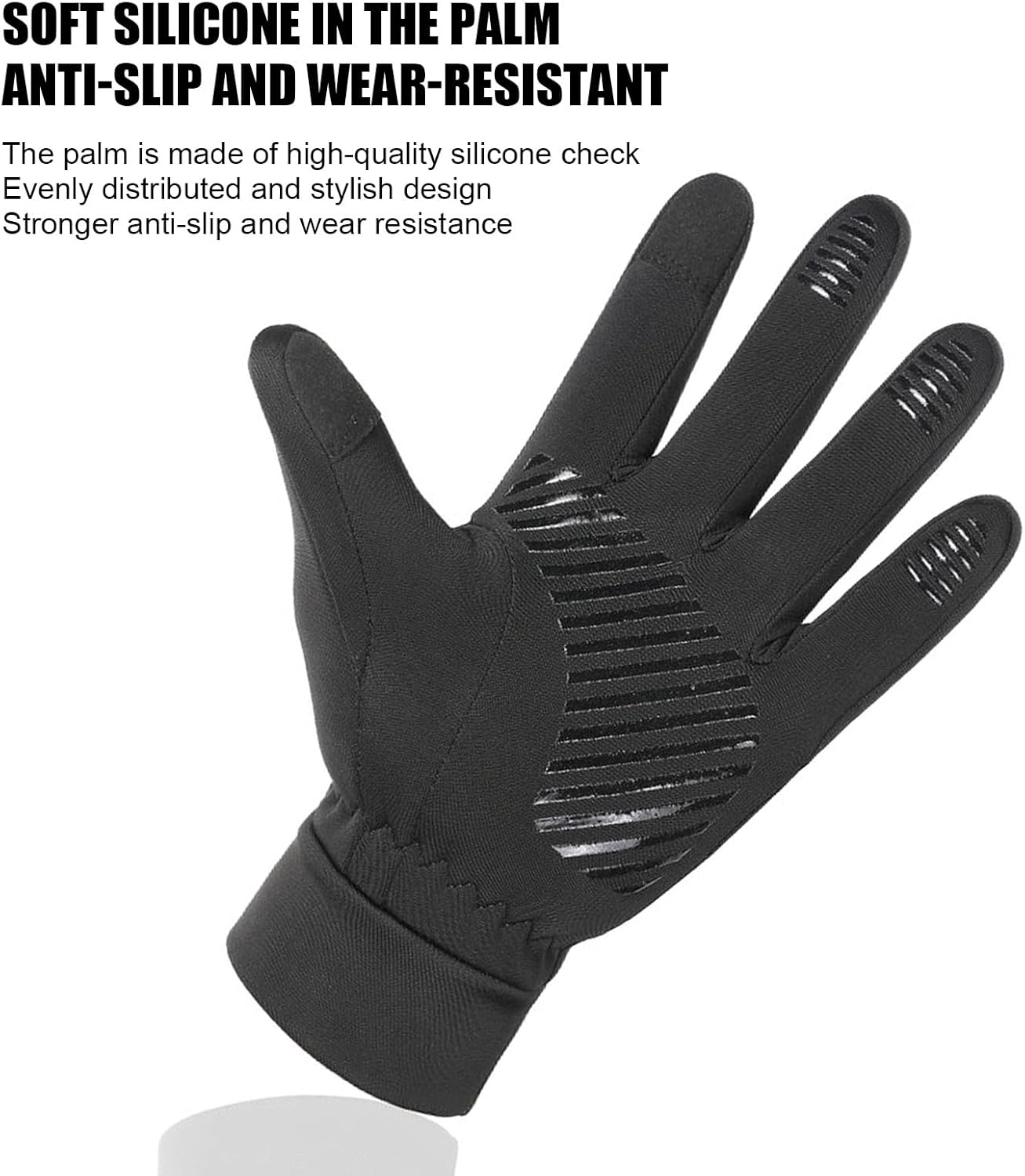 Black Thermal Touch Screen Gloves - Warm for Cycling, Running, Hiking, Driving & Sports. Ideal for Cool Days, Practical for Outdoor Activities image number 1