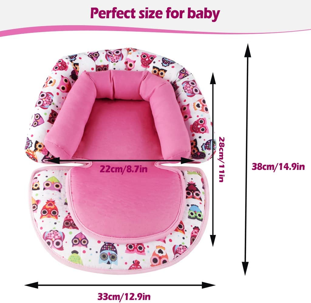 KAKIBLIN Car Seat Head Support Infant, Dinosaur Infant Car Seat Insert, 2-In-1 Reversible Baby Car Seat Head and Body Support, Soft Baby Car Seat Cushion for Newborn image number 1