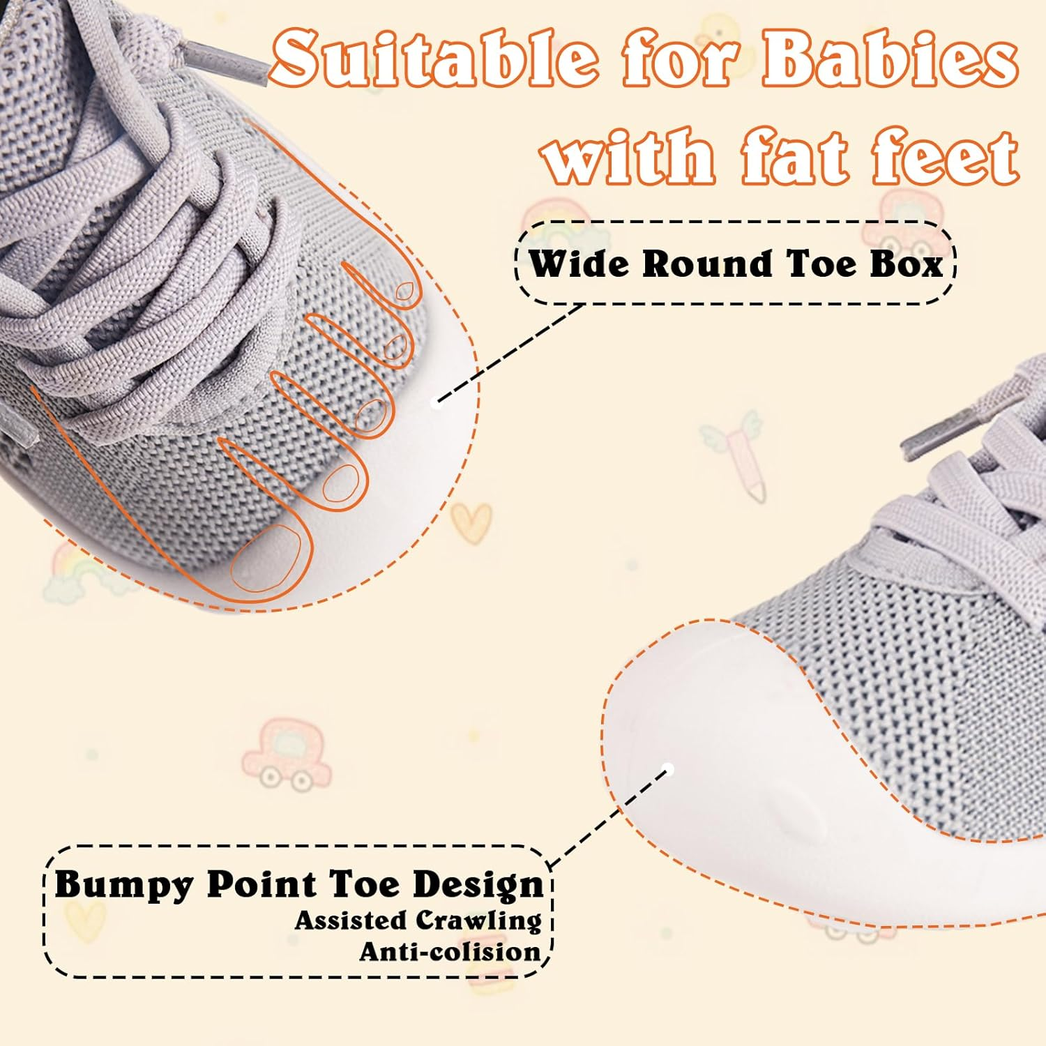 Baby Girl&Boy Toddler First Walking Shoes 6-12 Months Size 3 Black Barefoot Slip on Wide Toe Box Shoes Soft Footmates Casual Tennis Indoor Flexible Learning to Walk Rubber Sneakers image number 4