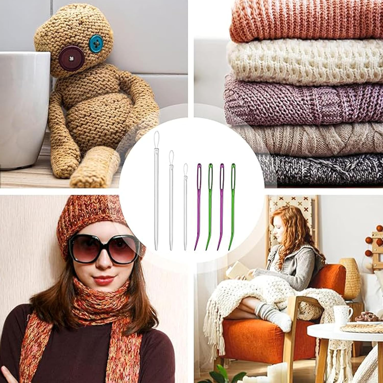 7-Piece Large-Eye Blunt Needle Set - Stainless Steel Tapestry Needles for Yarn Darning, Macrame, and Knitting Projects (3 Assorted Styles) image number 5