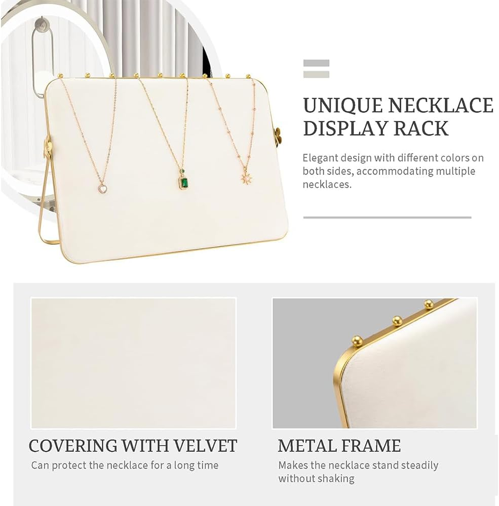 HYAVIA Metal Necklace Display Stand with Velvet &ndash; Large Jewelry Holder Organizer for Home, Shop, Craft Shows, Exhibitions, Vendors, or Selling Necklaces, Foldable & Elegant image number 6