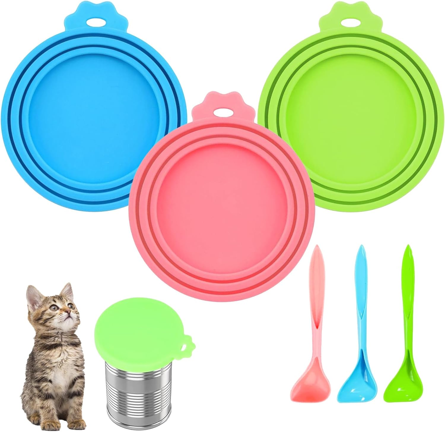 Silicone Lid for Cans for Dogs and Cats, Universal Silicone Can Lid for Pets, Pet Food Can Lid, Dishwasher Safe, 3-In-1 Universal Can Lid for Cat and Dog Food image number 2