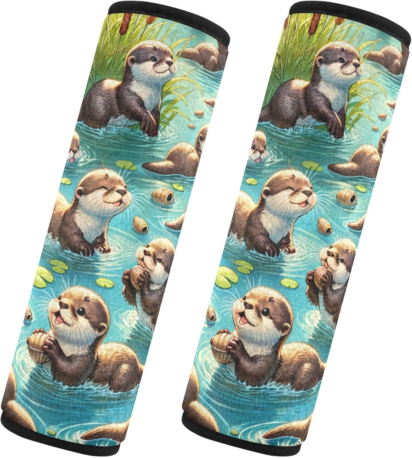 GAIREG Cat in Blue Flowers Bus Seat Belt Cover Seat Belt Shoulder Pad