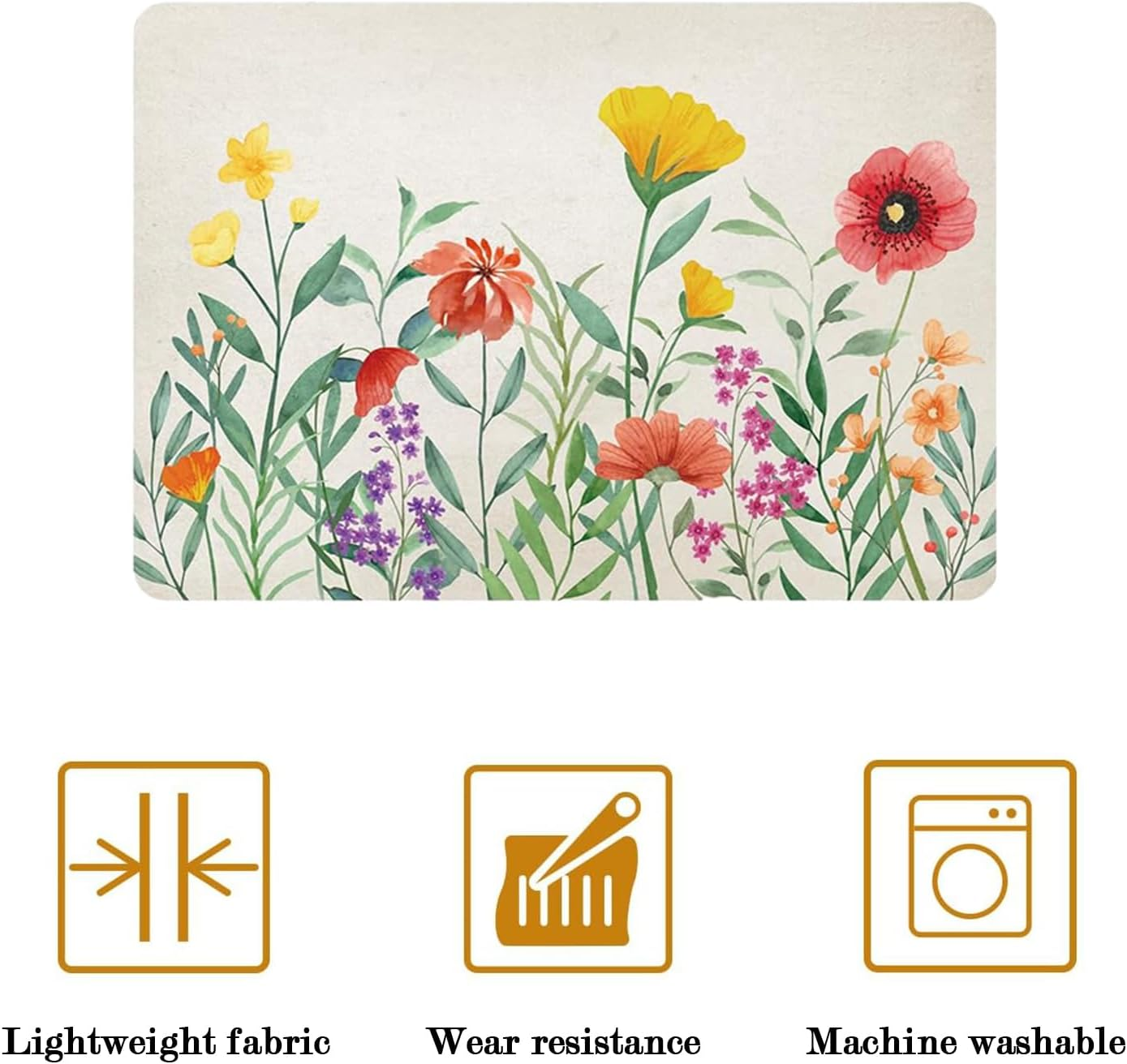 Dish Drying Mat,Coffee Mat 3Pcs,15"X23.6"Drying Mat,Kitchen Drying Mat with Flower Herbs,Coffee Bar Mats for Countertop,Kitchen Counter Dining Room Decoration image number 3