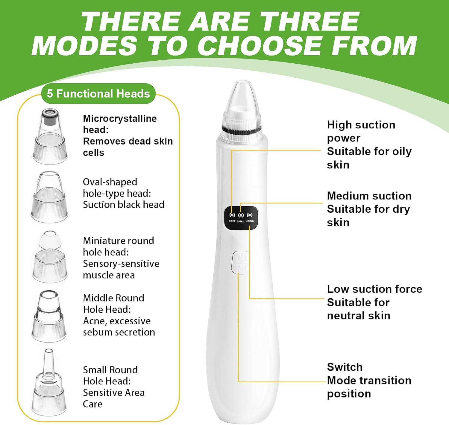 Visual Blackhead Remover Pore Vacuum, Blackhead Extractor with 5 Detachable Probes, USB Rechargeable Facial Pore Cleaner Kit for Deep Cleansing Acne Treatment on Nose & Face, Men & Women Beauty Device image number 2