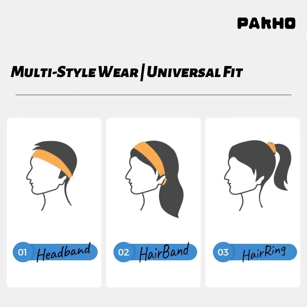 Headband for Men and Women 3PCS/1PC Trendy Silicone No Slip Sweatbands Stretchy Headbands for Workout Yoga Running and Cycling - 3Pc-Pink image number 5