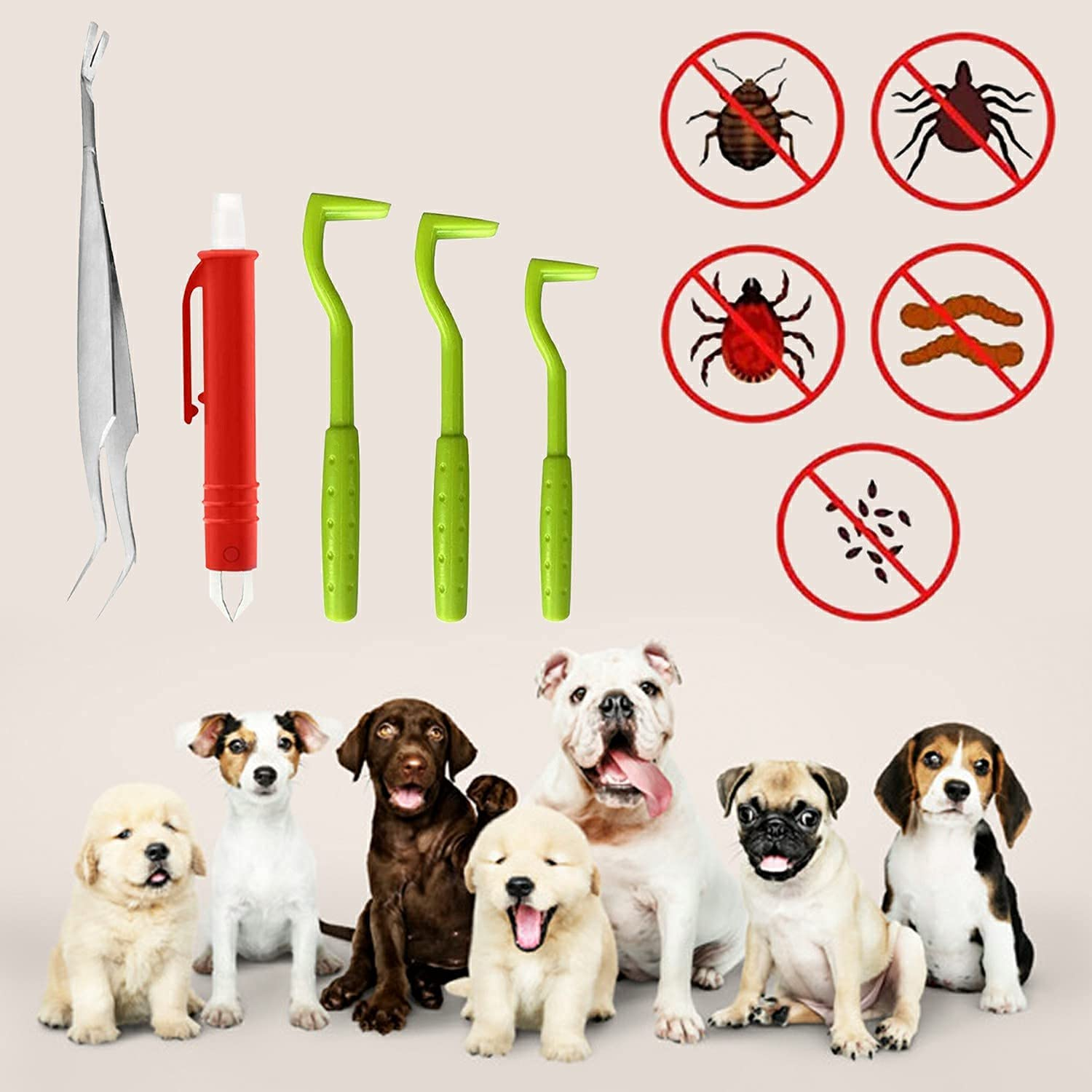 5PCS Tick Removal Tool Tick Picker Flea Removal Tool, Home Sake Tick Removal Tool Ultra-Safe Tick Remover, Tick Hook Removal Tool Kit Remove Ticks Pet Comb Pet Supplies for Dogs, Cats and Human image number 1