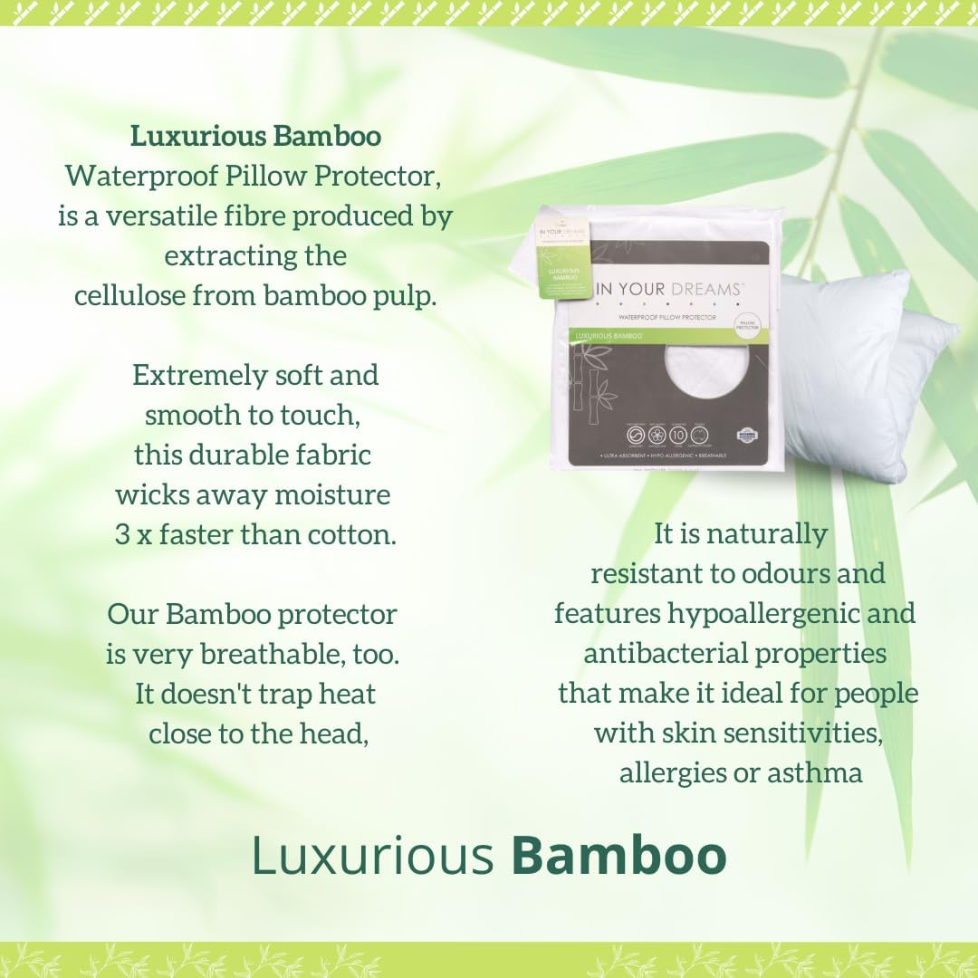 In Your Dreams Bamboo Waterproof Pillow Protector, White image number 5