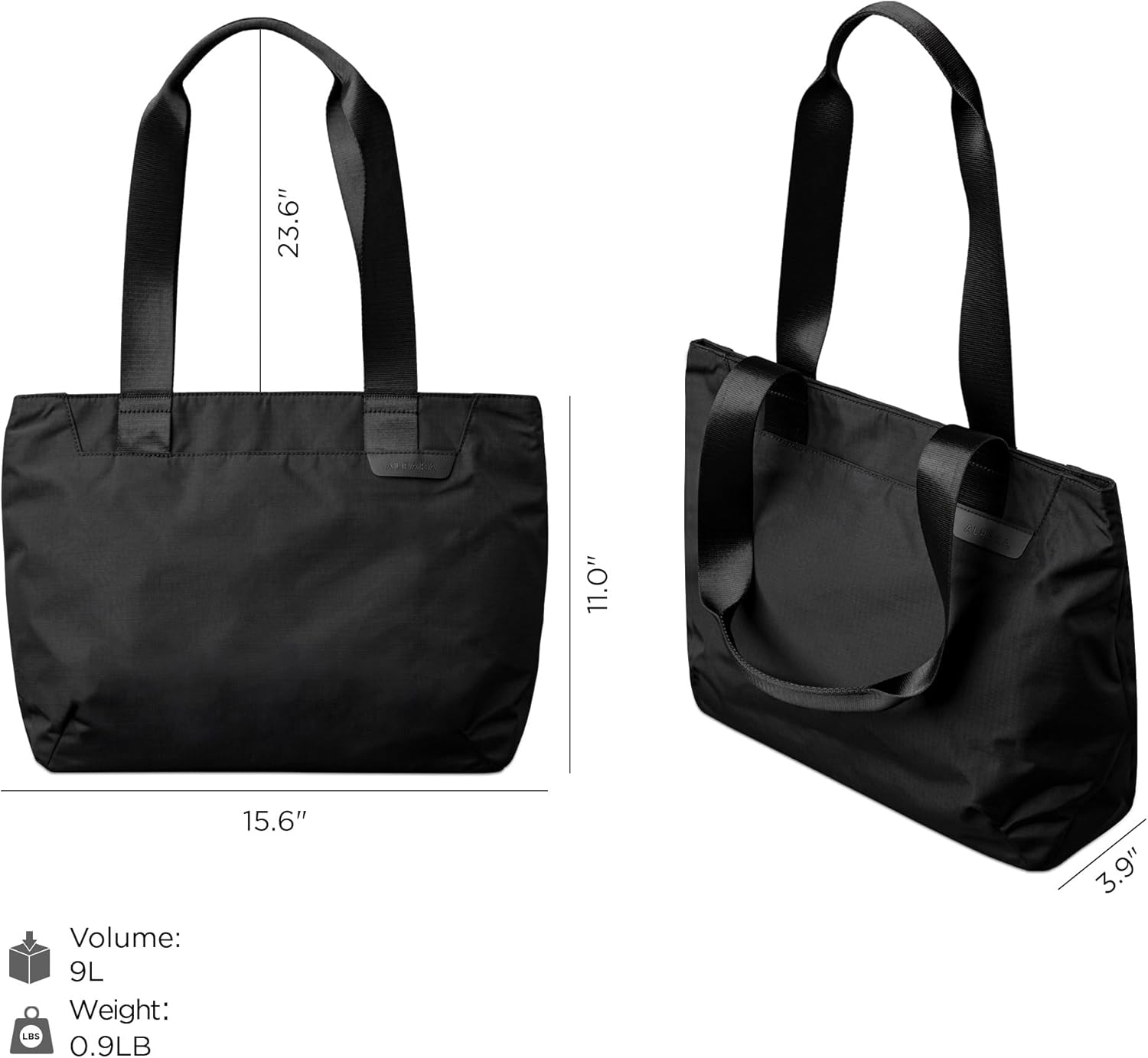 ALPAKA Elements Tote Bag 9L - Travel Totes with Lightweight, Foldable, Self-Standing, 8 Internal Pockets, Magnetic Suction (Black, S) image number 2