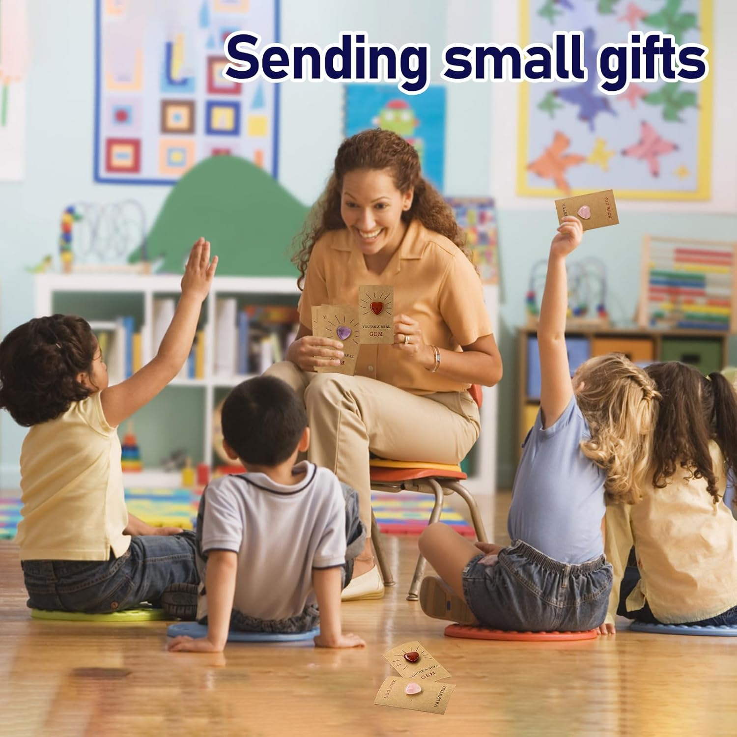 For Girl - 24 Pack Valentines Cards with Heart-Shape Crystals Natural Gemstone - Exchange Card Presents for Girls Boys School Class Classroom Party Favors image number 1