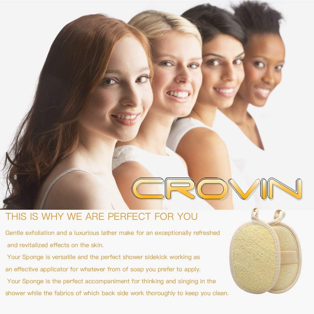 CROVIN Bigger 5X7 Natural Loofah Sponge for Exfoliating and Invigorate Your Dead Skin - Eco Friendly and Biodegradable All-Natural Loufa - Deeply Clean Your Body Pack of 4 image number 1