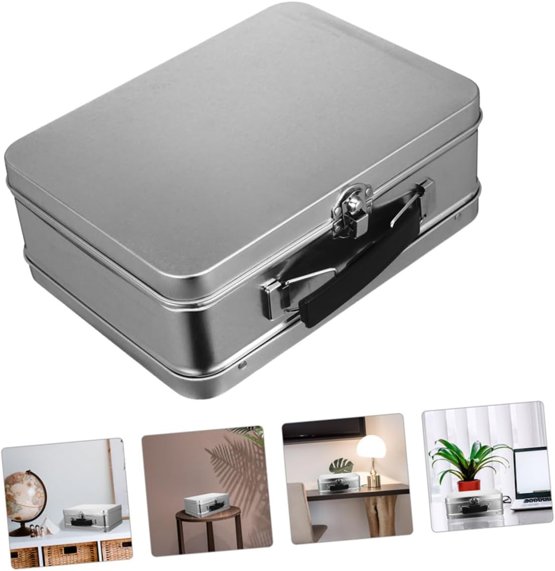 6Pcs Retro Tinplate Box for Jewelry Storage Boxes Lids Multipurpose Desktop Organizer image number 6