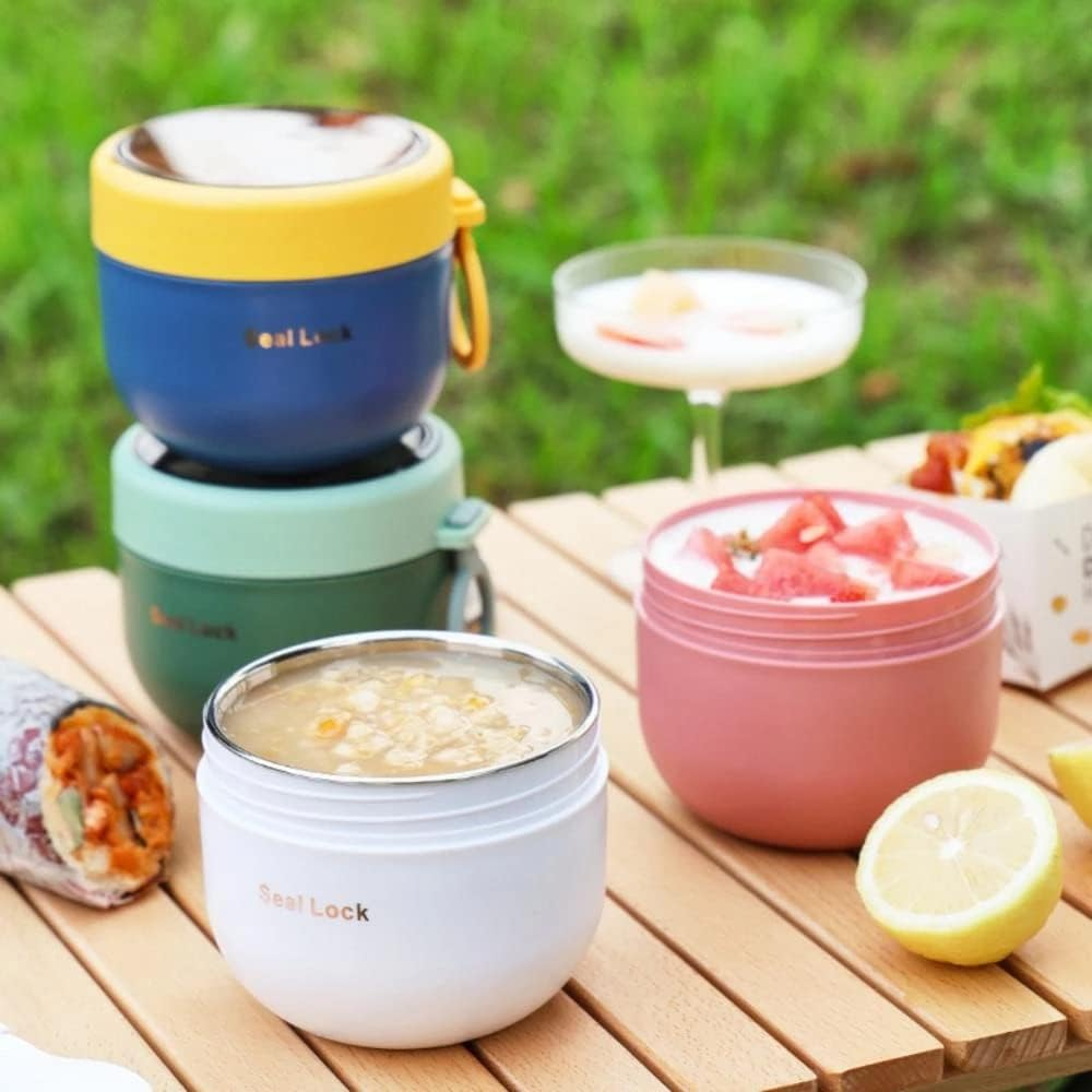 Lunch Box Thermal Food Flask Stainless Steel Insulated Food Soup Jar Container #Pink - Pink image number 2