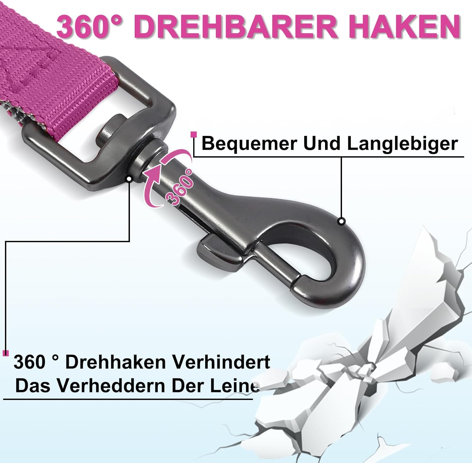 Demigreat Recall Lead for Dogs, 1.5 M / 3 M / 5 M Robust Long Dog Lead Reflective Training Lead with Padded Handle and Hand Strap, Training Lead for Small to Large Dogs image number 6