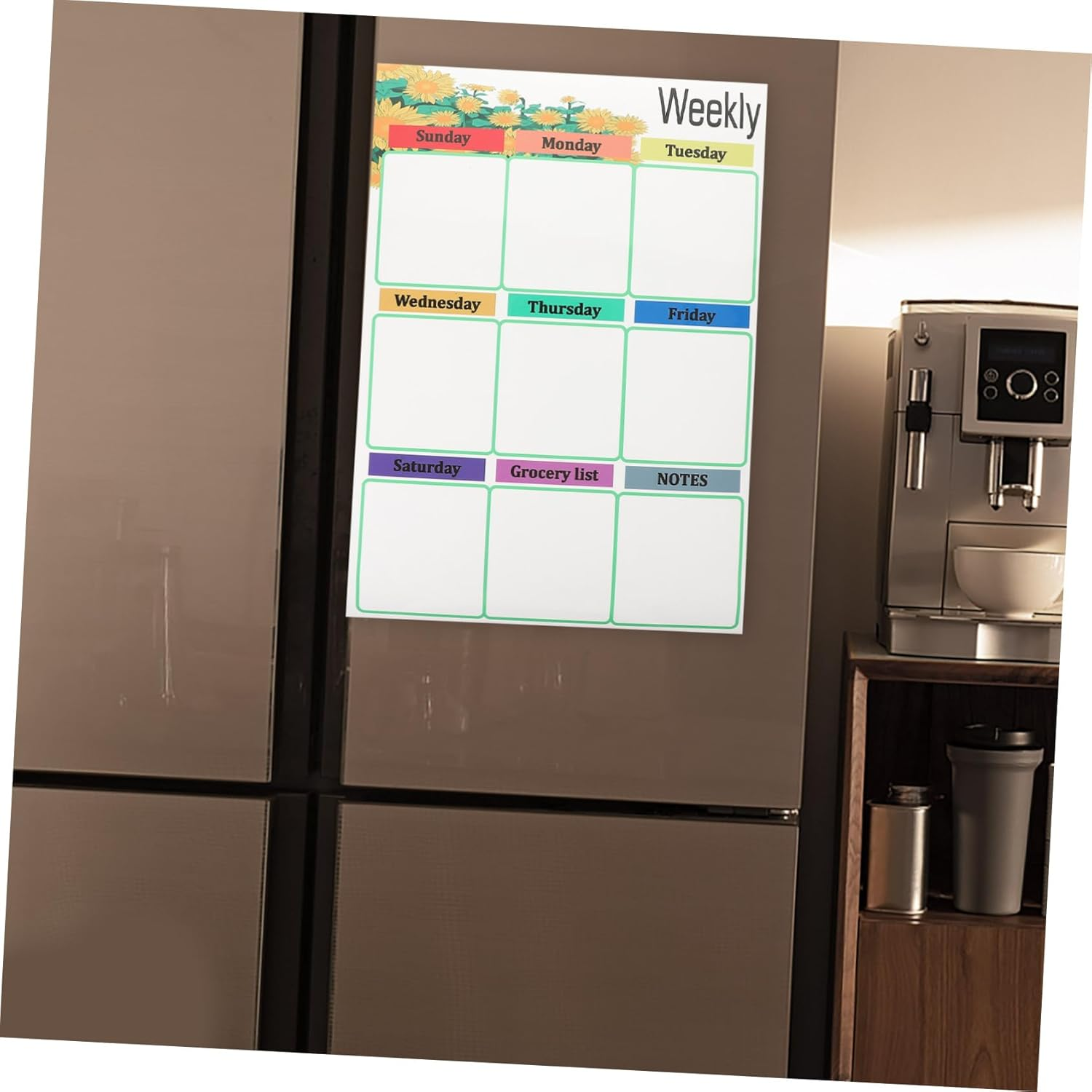KICHOUSE Magnetic Whiteboard for Fridge Planning Calendar Kitchen Memo Board Reusable Writing Board for Family Schedule and Reminder image number 5