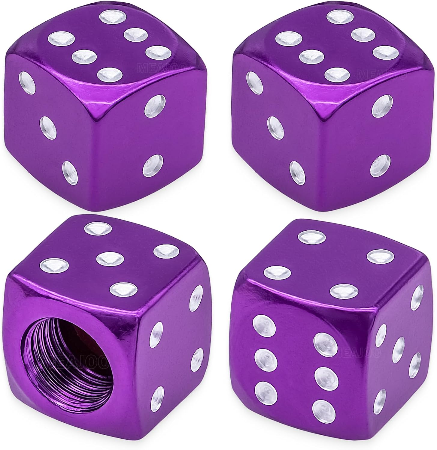 4PCS Dice Style Tire Valve Stem Caps, with O Rubber Ring, Universal Aluminium Alloy Dustproof Tire Valve Stem Covers for Cars, SUV, Trucks, Bikes, Motorcycles, Bicycles(Purple) image number 2