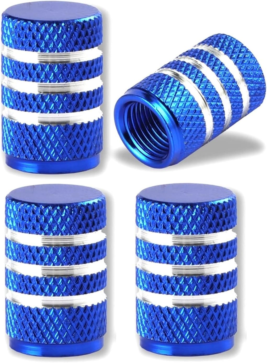 4Pcs Dice Style Tire Valve Stem Caps Compatible with Cars Motorcycles Bicycle Aluminum Alloy Nipple Caps Tyre Air Valve Dustproof Wheel Caps (Color : Strip- Blue) image number 4