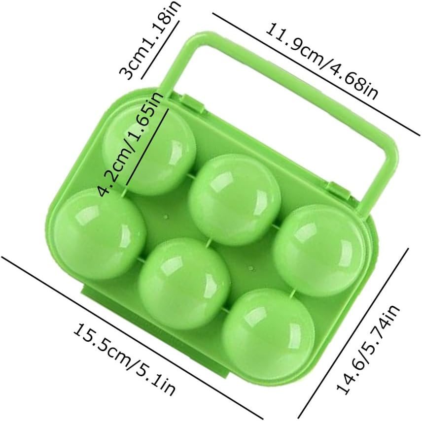 Esforzarse 2 Pcs Outdoor Portable Camping 6 Eggs Carrier Container Case Eggs Carrier Holder, with Handle Shockproof Egg Storage Container, for Outdoor Camping Picnic Camping Egg Holder (Blue,Green) image number 2