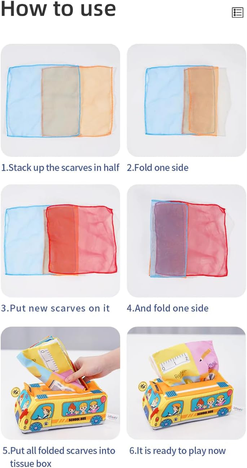 Jollybaby Sensory Tissue Box: Musical, Colorful, & Montessori-Inspired Fun for Babies 6-12 Months Perfect Fire Engine Gift Motor Function Early Stage Baby Toy image number 3