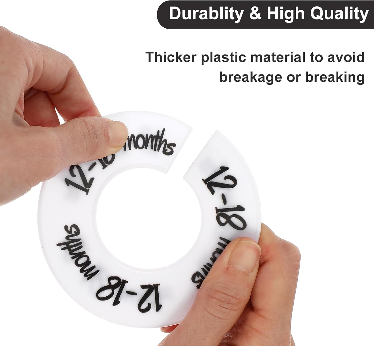 Baby Closet Dividers 6 Pack, Unisex Nursery Closet Organizer for Easy Sorting, 0-24 Months Hanger Divider from Newborn to Toddler, Baby Clothing Dividers Age Divider Fits Most Rod(White) image number 2