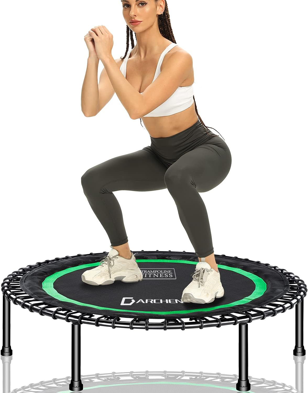 DARCHEN 450 Lbs Mini Trampoline for Adults, Indoor Small Rebounder Exercise Trampoline for Workout Fitness for Quiet and Safely Cushioned Bounce, [40 Inch]