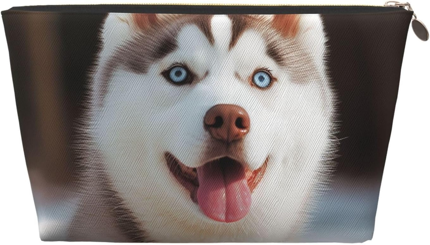 SDTYKHJ Large Capacity Makeup Bag for Women, Waterproof Portable Shaving Bag, Small Toiletry Bag, Husky, Spicy Dog Leather, Travel Cosmetic Organizer Bags, Gold, One Size image number 1