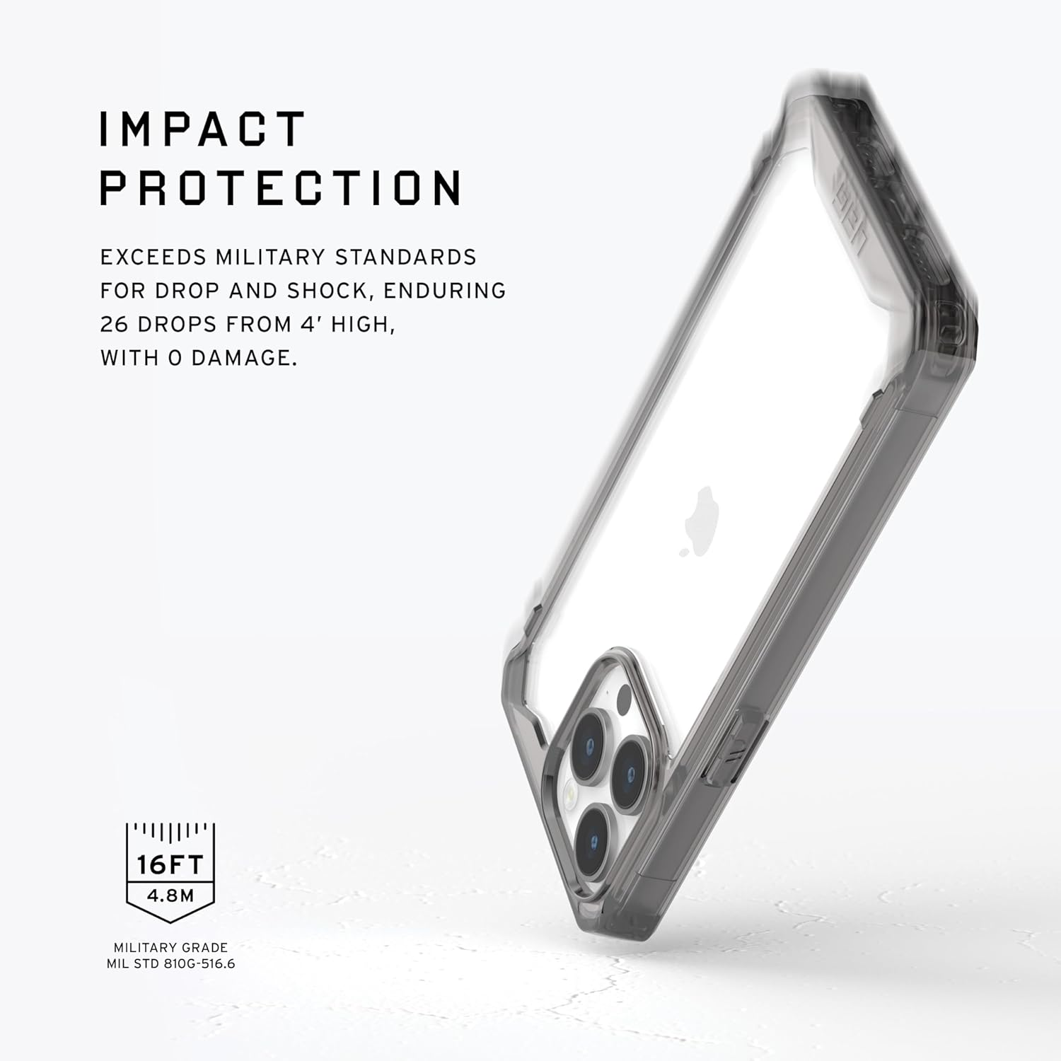 URBAN ARMOR GEAR UAG Case [Updated Version] Compatible with Iphone 15 Pro Max Case 6.7" Plyo Ash Rugged Anti-Yellowing Transparent Clear Military Grade Dropproof Protective Cover image number 6