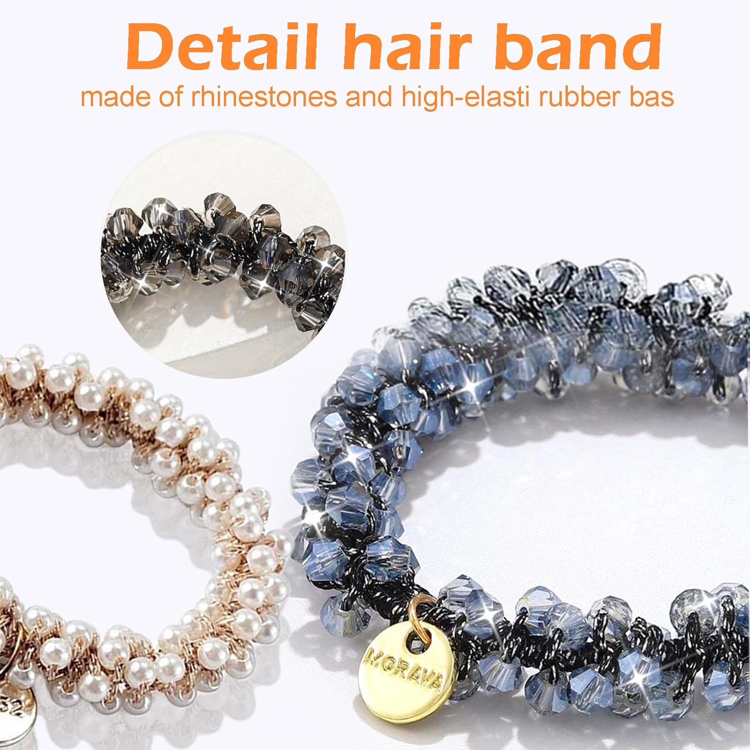 Zvorgath 4-Pack Pearl Hair Ties - Crystal Hair Scrunchies, Elegant Hair Accessories for Women, Fashionable Hair Bands for Daily Use or Special Events image number 1