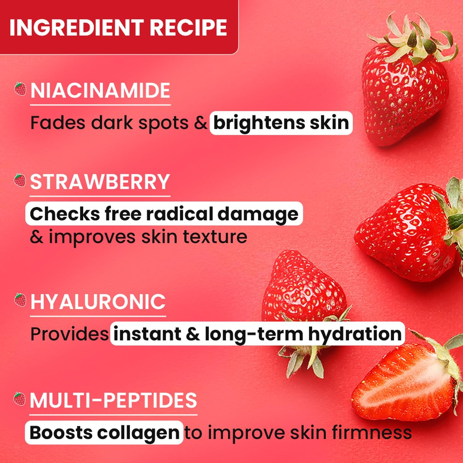 Dot & Key Strawberry Brightening Moisturizer Niacinamide, Peptides Hyaluronic Acid, Non-Sticky, Brightens Skin, Intense Moisturization Non-Comedogenic Fragrance Free, Lightweight 80G image number 3
