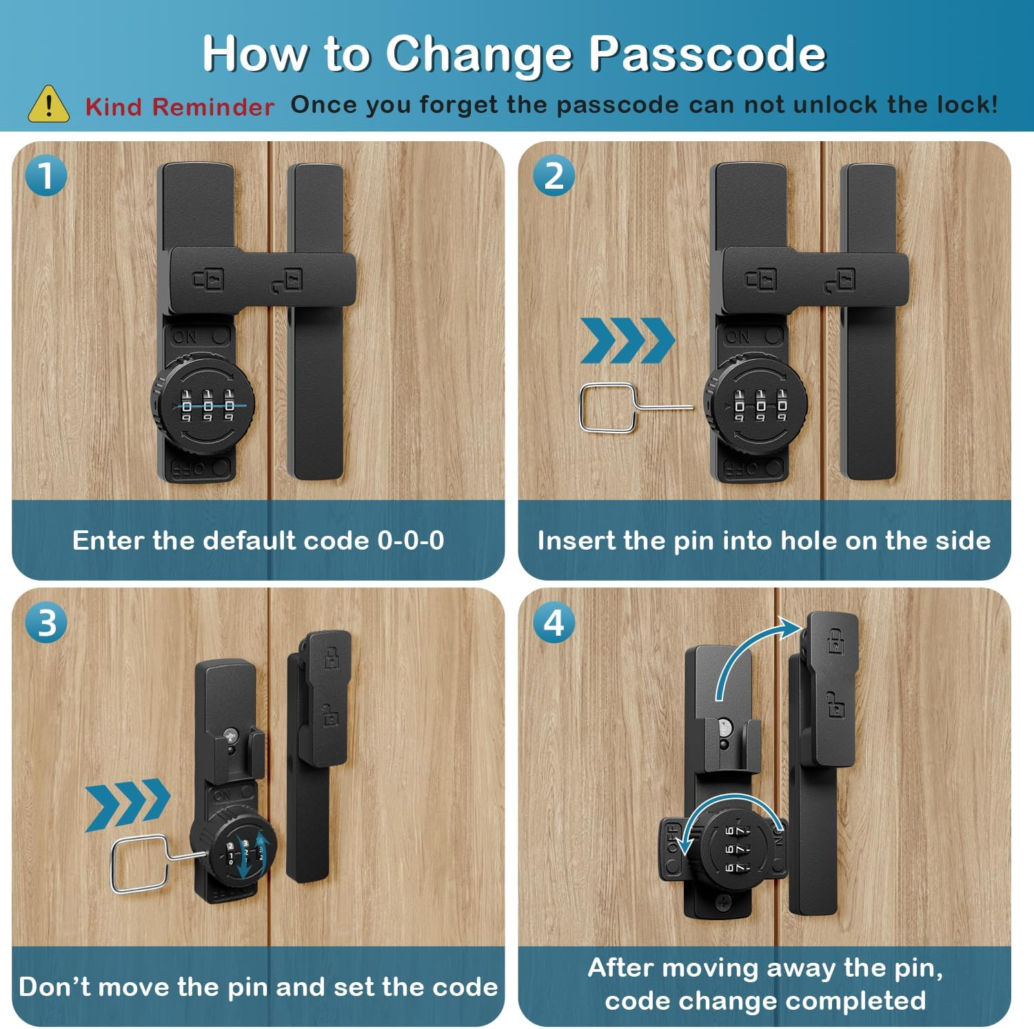 Barn Door Lock,Flip Latch Lock with Combination,90-180 Degree Sliding Door Lock,Cabinet 3-Digit Password Keyless,Gate Latches Hardware Barn Door Garage Shed Window (Barn Door Lock-180 Degrees)