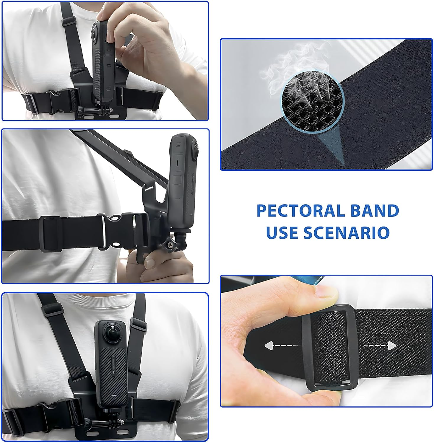 Chest Mount Harness Chesty Vest Head Mount Strap Kit for Insta 360 X4 X3 X2 X ACE Pro ONE RS R GO 2 3, Compatible with Gopro Hero 12 11 10 9 8 7 6 5 4 3+ Max, DJI Osmo Action 4 3 2 Cameras image number 2