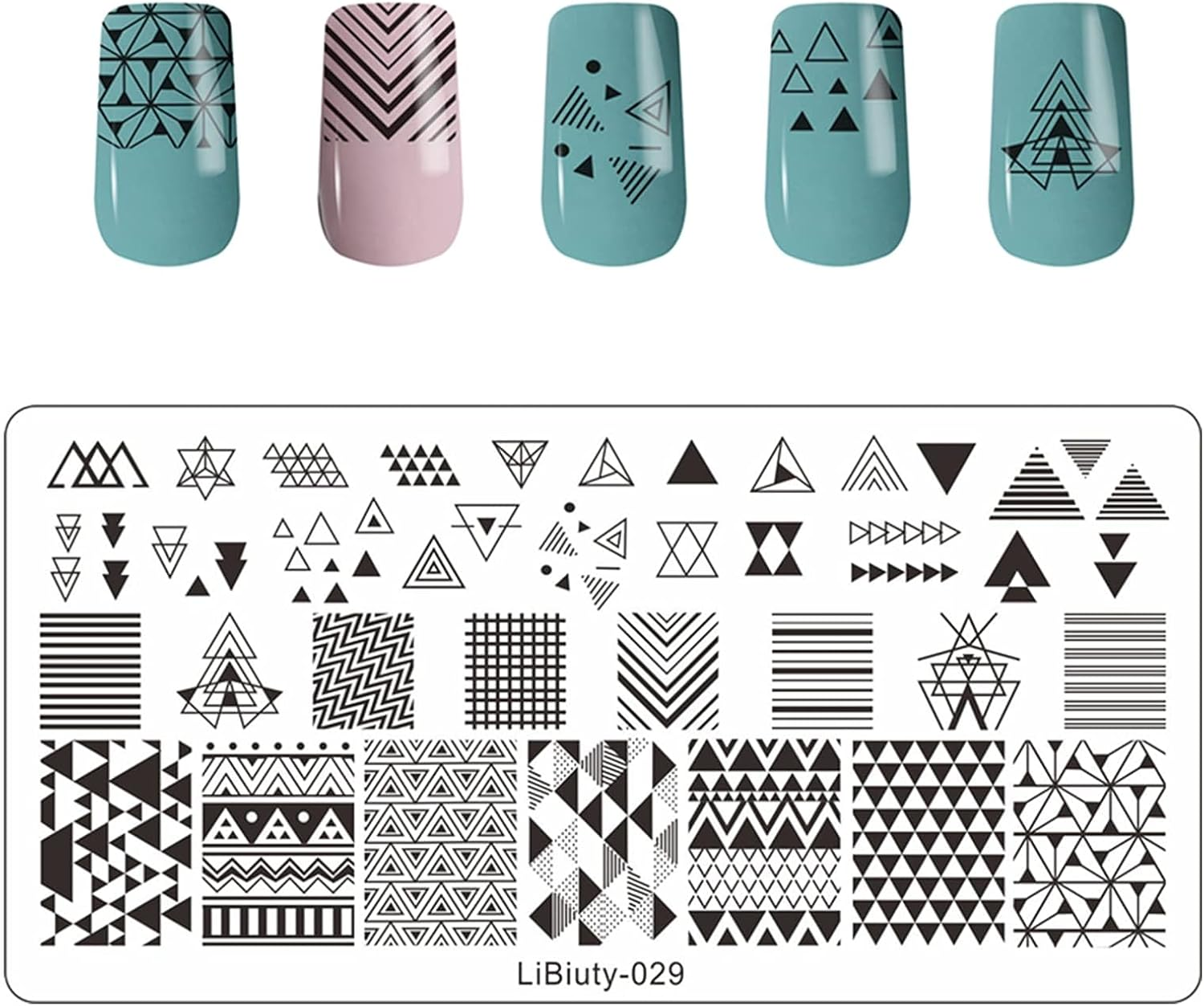 JEEWHEET 6 Nail Art Stamping Plates with Stamper and Scraper - Flowers, Geometric Patterns Nail Template for Nail Salon Designs - Nail Image Stamp Plates Manicure Templates Nail Art Tools image number 4