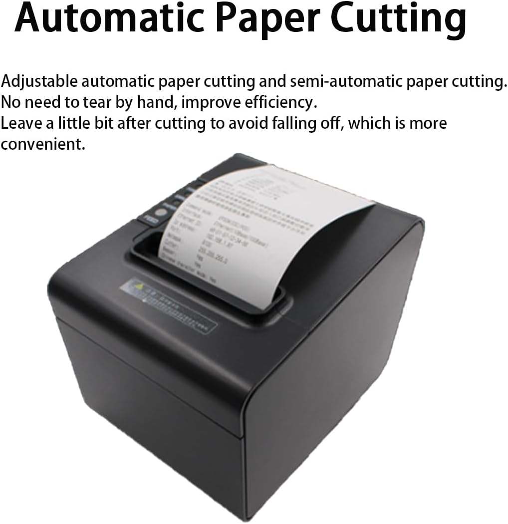 80Mm Thermal Receipt Printer, Label Printer Support Cash Drawer, Receipt Printer with USB Serial Ethernet LAN Esc/Pos Command Cash Drawer, for Windows/Linux Comes with 1 Roll of Thermal Paper image number 6