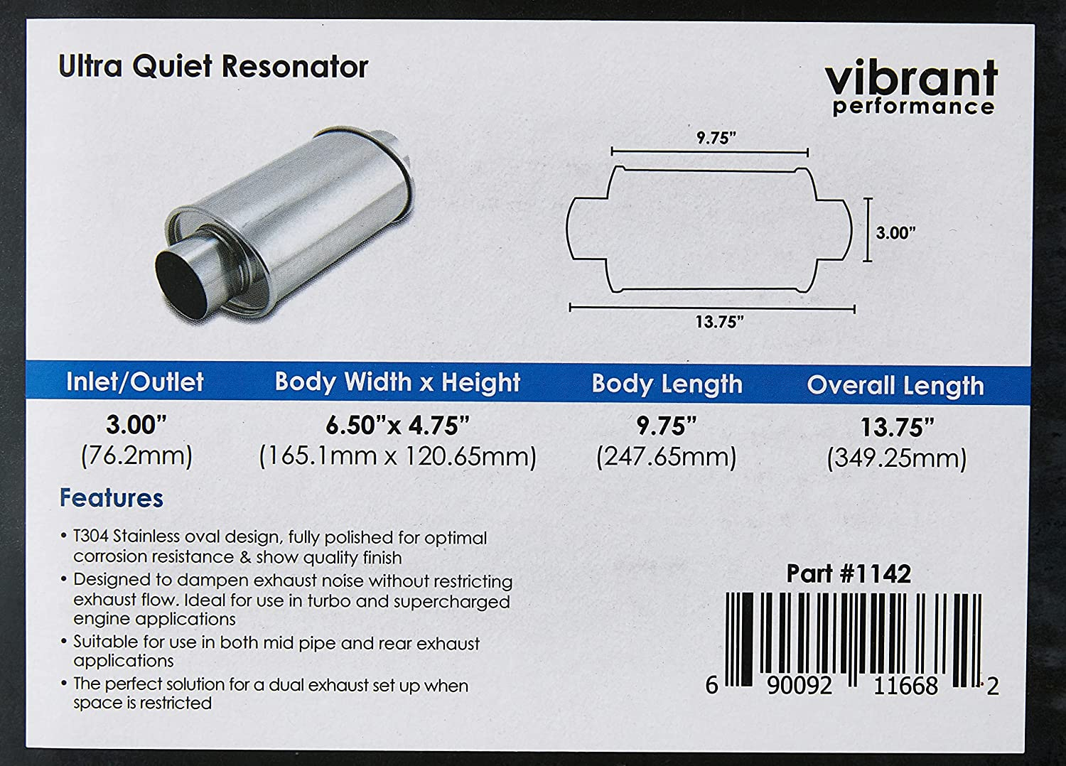 Vibrant 1142 3" Ultra Quiet Resonator image number 4