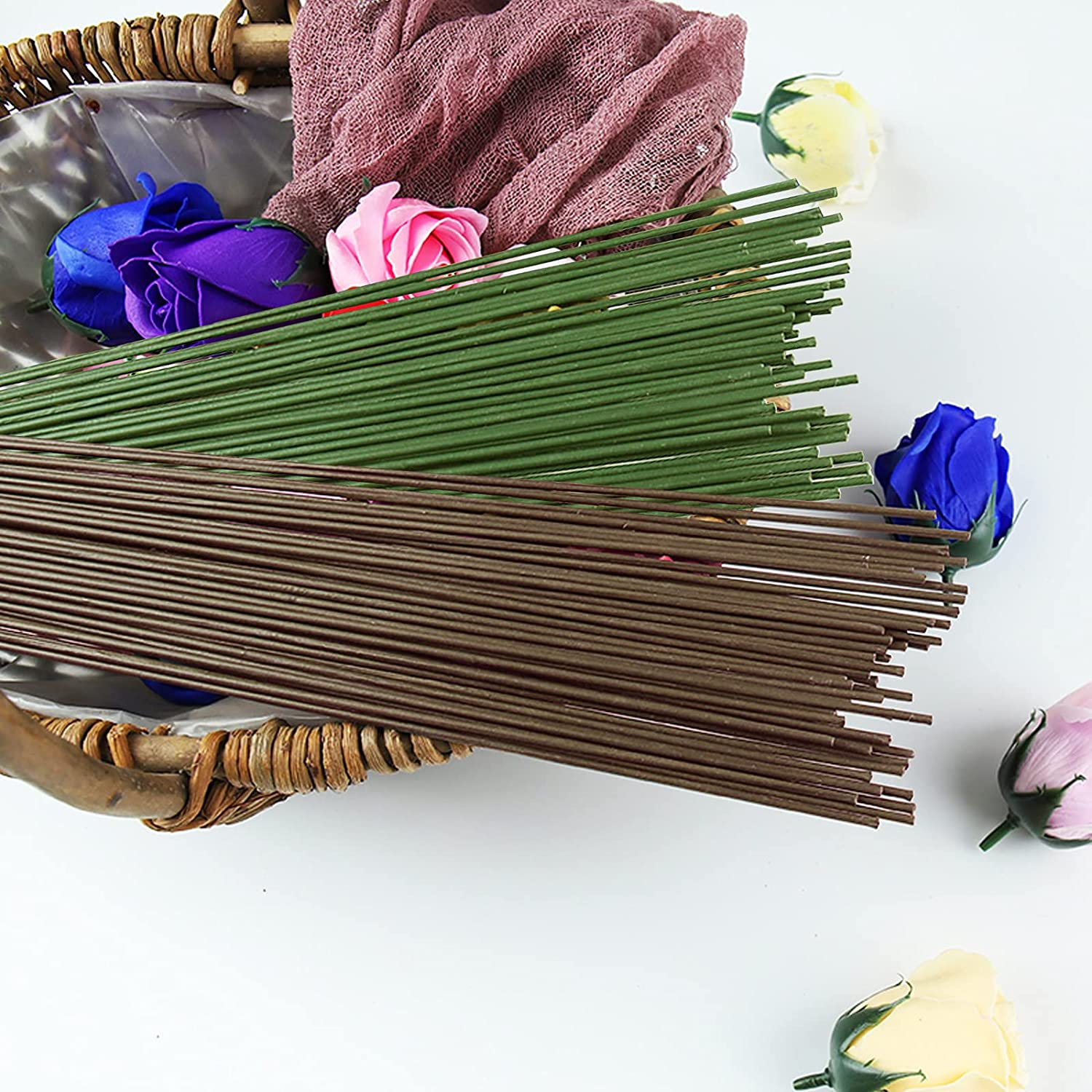 Findtop 6 PCS Floral Arrangement KIT, 4 Rolls 1/2 Wide 30Yard/Roll Floral Tapes and 18 Gauge Floral Wire 50/Pack for Bouquet Stem Wrapping and Floral Crafts image number 2