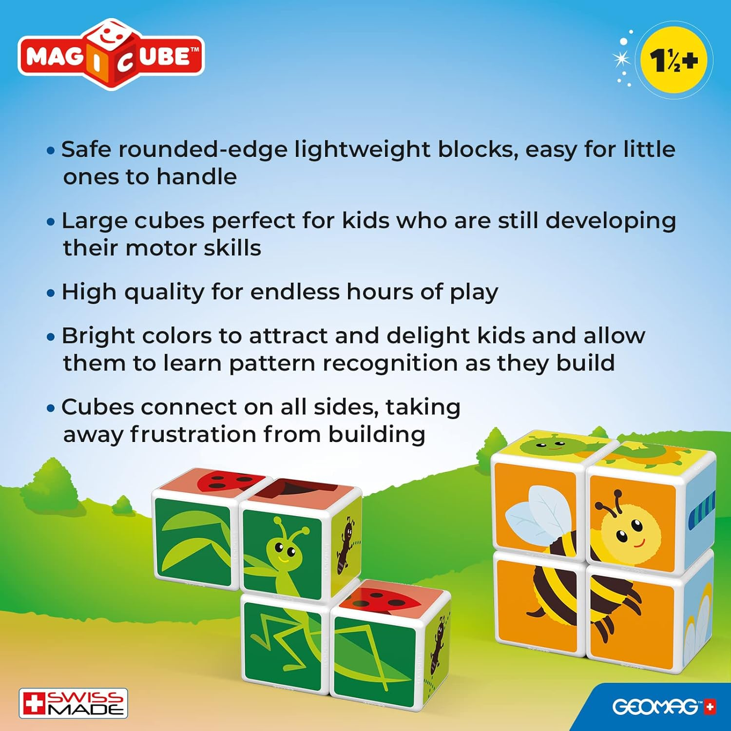 Geomag Magicube 121 Insects - 4 Magnetic Cubes for Constructions