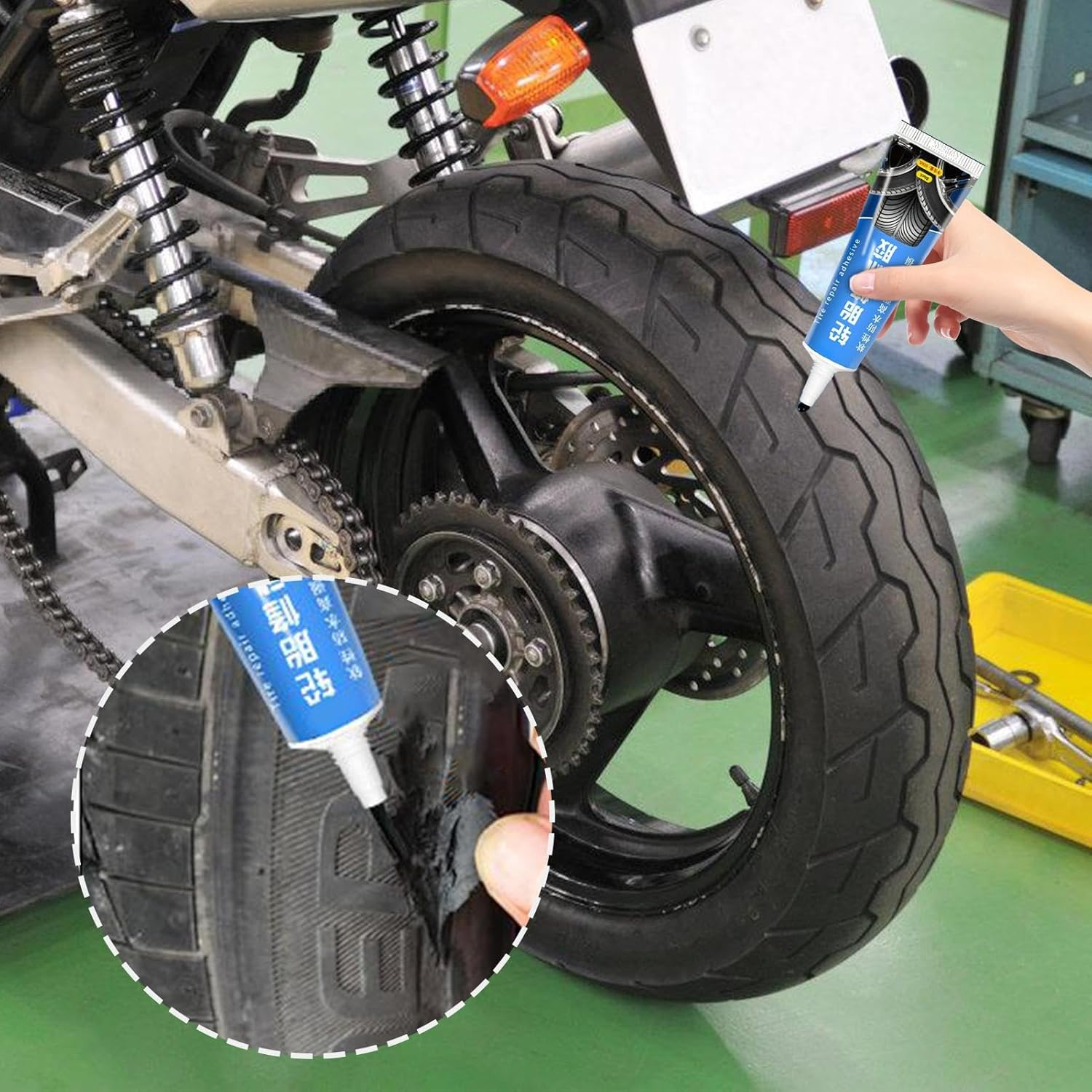 Black Tire Repair Glue Rubber - 60Ml Car Tyre Fix Strong Adhesive - Automotive Tire Repair Black Bonding Adhesive for Outdoor, Driving image number 5