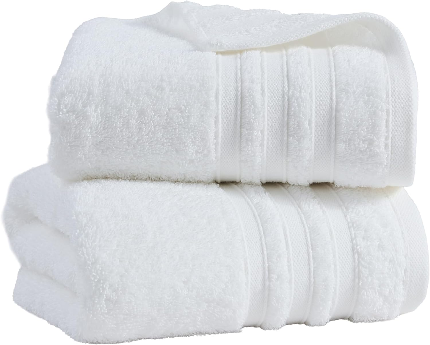 LINENOVA 100% Cotton Bath Towels 2 Pack - Premium 450GSM Soft & Lightweight Towel Set, Quick Dry & Absorbent Bathroom Towels, Ideal for Hotel, Spa and Gym Use (65X130Cm, White) image number 1