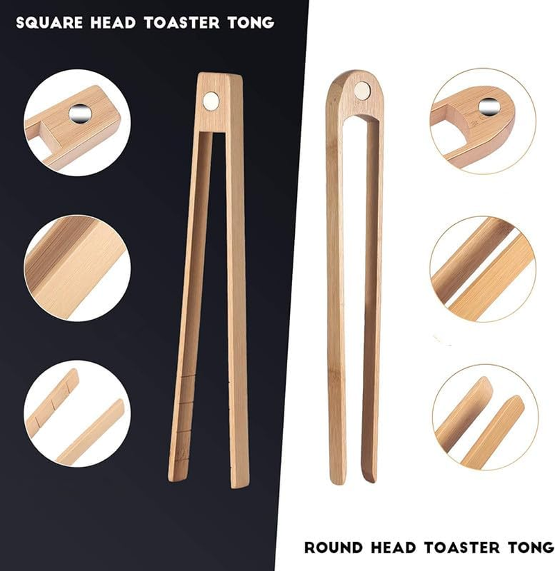 2 Pcs Wooden Tongs Bamboo Toast Tongs Long Natural Wooden Toaster Tongs Wood Cooking Pickles, Cheese, Bacon, and Muffins for Kitchen Salad, Bacon, Pickles, Pasta, Grilling, Toast, Bread, Fruits image number 6