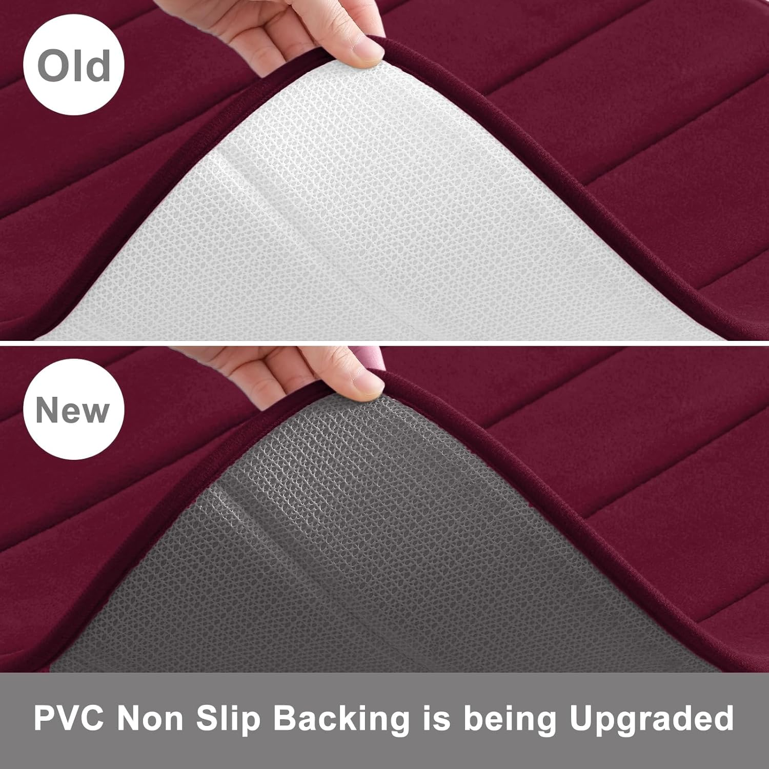 Buganda Memory Foam U-Shaped Contour Toilet Rugs, Non Slip Absorbent Toilet Mat, Thick Soft Washable Bathroom Rugs, Floor Carpet Bath Rugs Mat for Toilet Base (24" X 20", Burgundy) image number 2