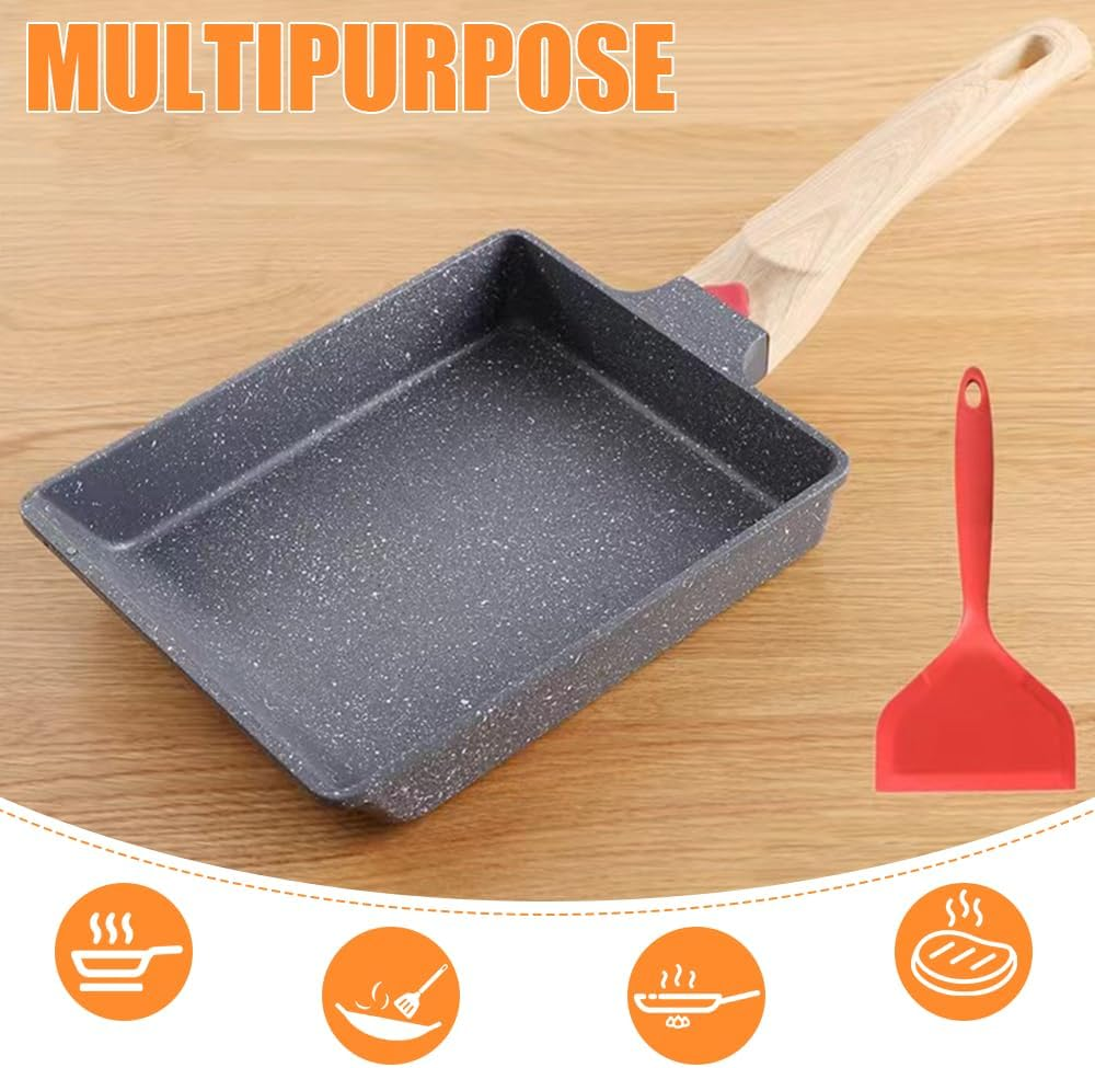 Tamagoyaki Pan, Versatile Square Fryin Pot, Multi-Stove Compatible Skillet, Even Heat Distribution, for Breakfast Cooking (38 X 16.5 X 3.7 CM)